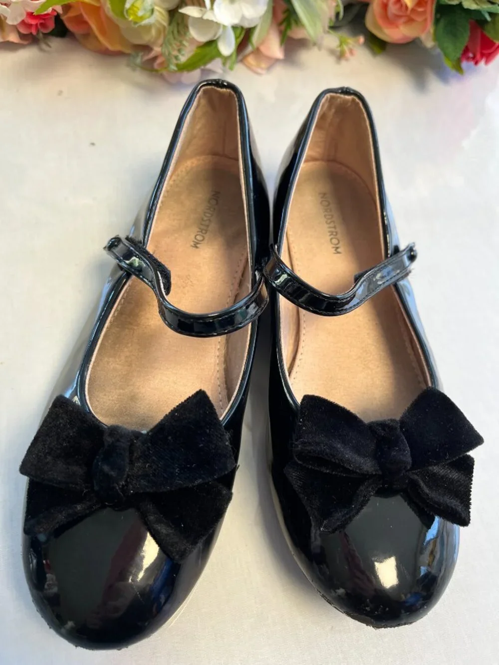 Nordstrom Kids Nolillie Black Patent Bow Mary Janes Size 4M